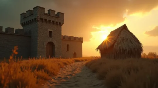 Image symbolique représentant une entreprise construite en briques solides face à une entreprise fragile en paille, illustrant la durabilité et la résilience des entreprises.