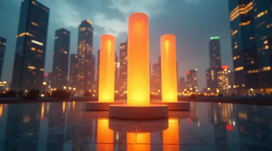 Illustration symbolique représentant trois piliers invisibles soutenant une entreprise moderne dans un environnement dynamique