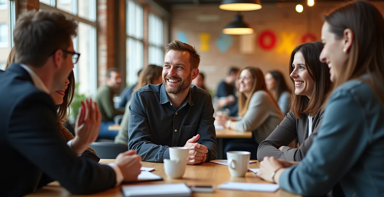 Événement communautaire d'entreprise française rassemblant clients et ambassadeurs dans un espace convivial