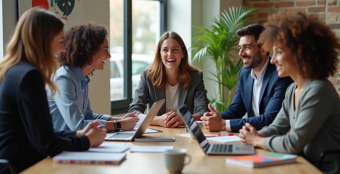 Équipe entrepreneuriale diversifiée en réunion stratégique dans un espace de coworking français