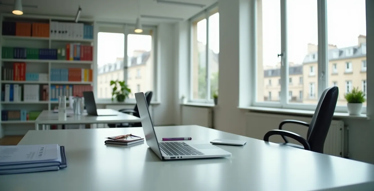 Vue d'ensemble d'un espace de travail organisé pour la création d'entreprise