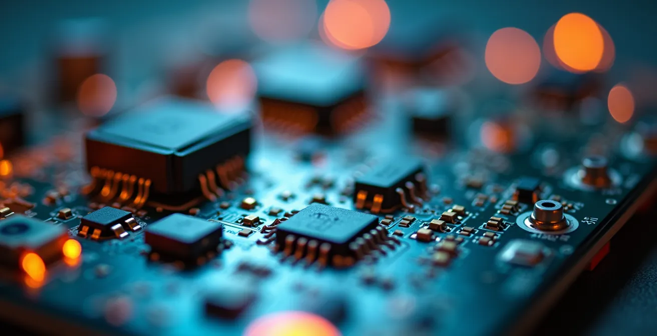 Un prototype de produit technologique en cours de test avec des post-it colorés et des fils connectés sur une table de travail