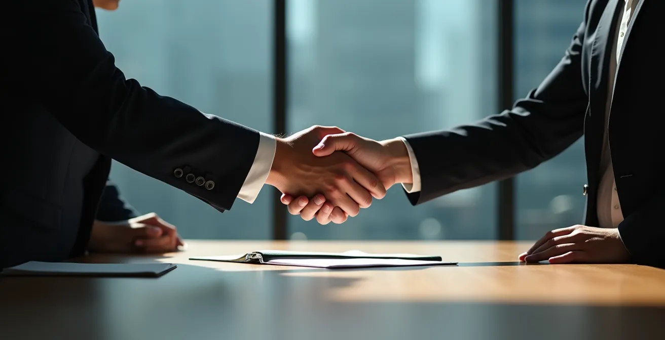 Signature d'un acte de nomination de président de SAS dans un bureau professionnel