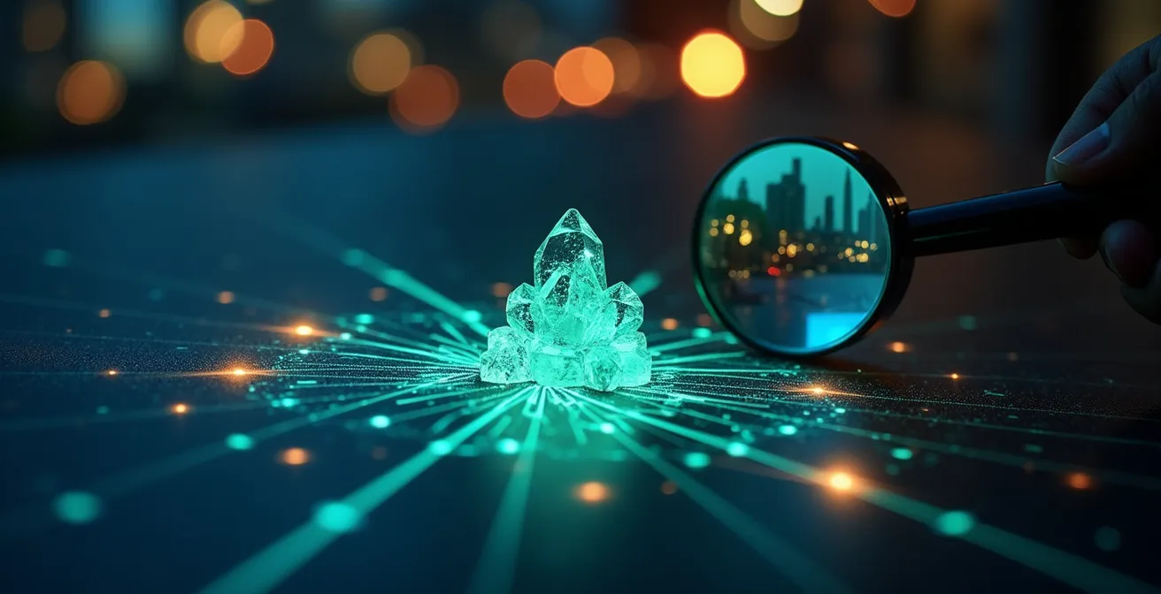 Analyse de données de marché avec graphiques abstraits et indicateurs de tendances