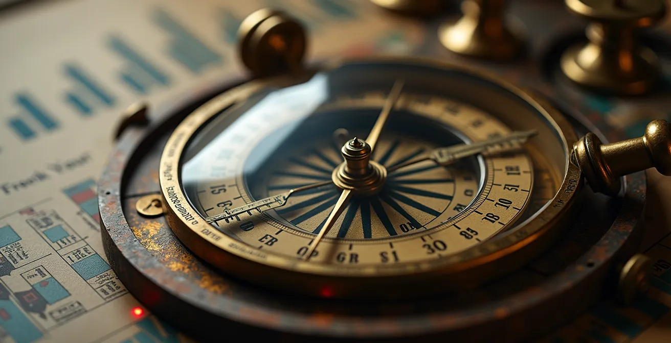 Tableau de bord métaphorique montrant des indicateurs de dérive stratégique